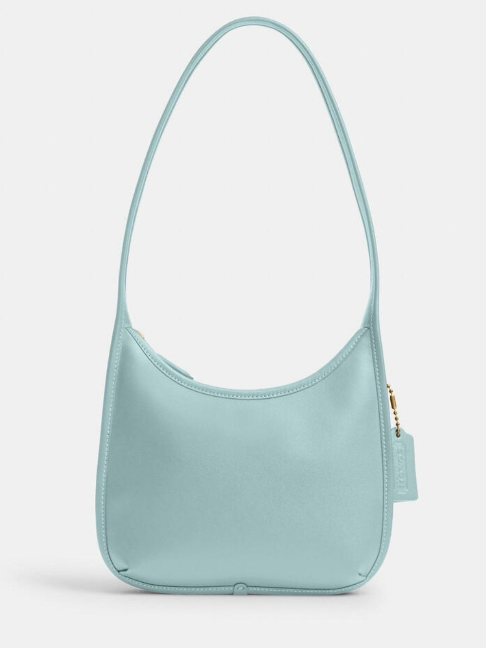 NWT Coach Curve Zip Leather Shoulder Bag in Light Blue